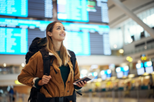 woman flying into California with an e-3 visa